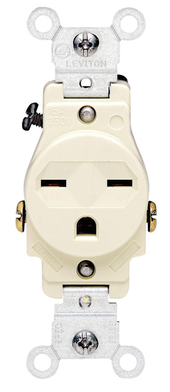 LEVITON进口代理批发 Leviton 15 安培 250 V 单象牙色插座 6-15R 1 包