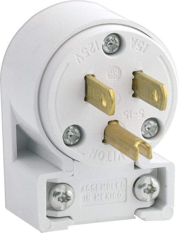 LEVITON进口代理批发 Leviton 商用 PVC 角形刀片插头 5-15P 18-12 AWG 2 极 3 线