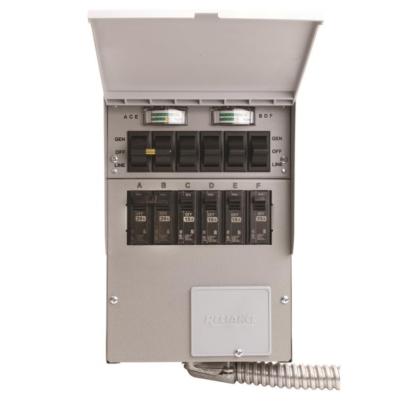 酷牌库|商品详情-RELIANCE CONTROLS进口代理批发 Reliance Controls 30 安培 240 V 2 空间 6 电路表面贴装发电机电力传输套件