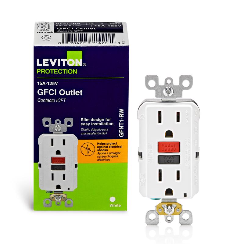 Leviton SmartlockPro 15 amps 125 V Duplex White GFCI Outlet 5-15R 1 pk