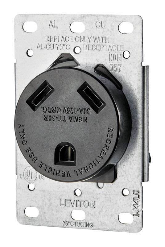 Leviton 30 amps 125 V Black Outlet TT-30R 1 pk