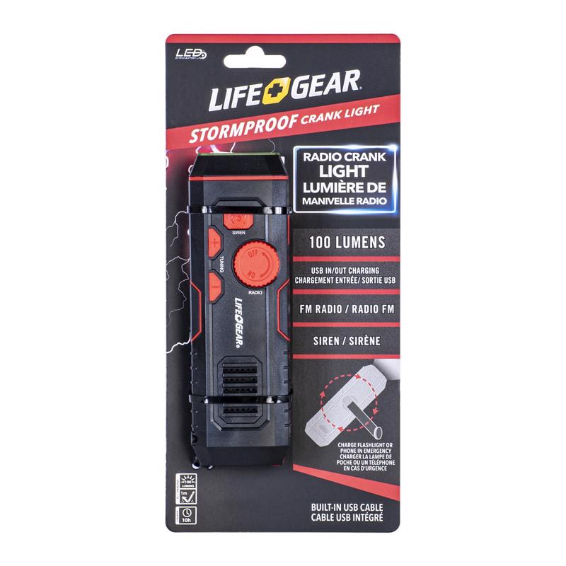 Life+Gear 30 lm Red LED Rechargeable Crank Radio/Flashlight