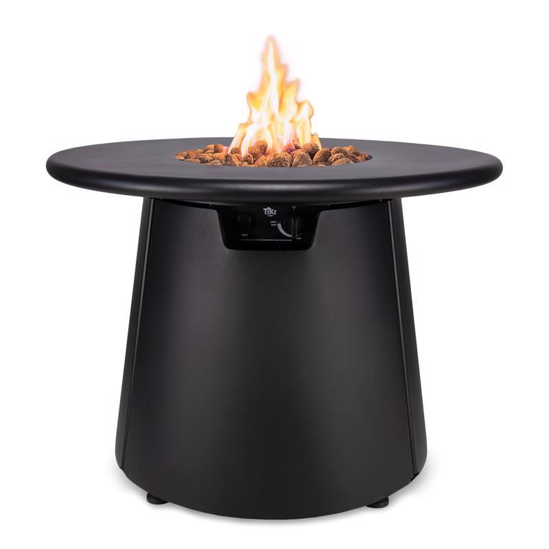 Tiki 38 Inch Wide Steel Round Propane Fire Table With Electronic Ignition