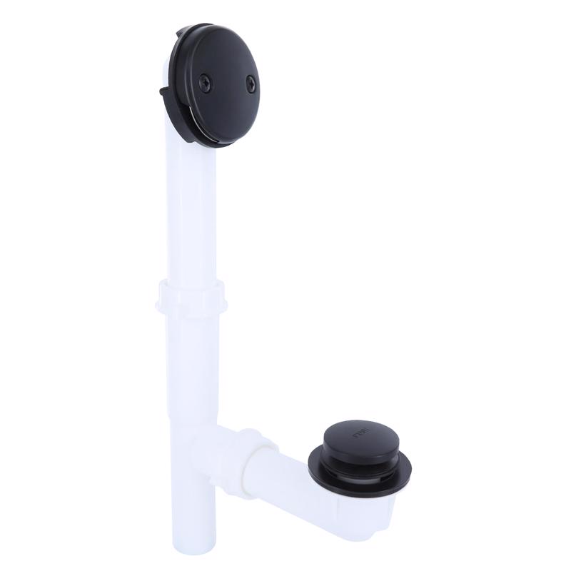 Touch-toe Tub Drain Kit With Matte Black Trim, 1-1/2 In. Plastic Tubing
