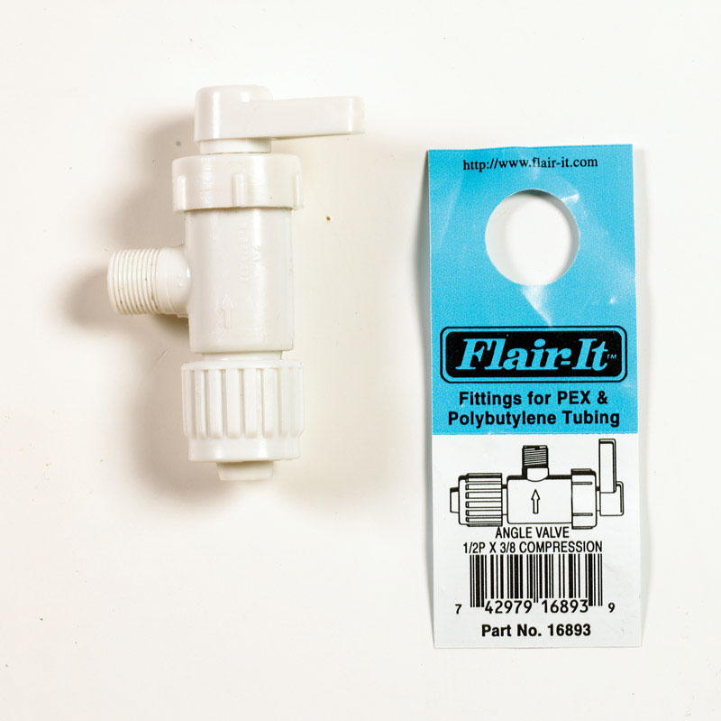 酷牌库|商品详情-FLAIR-IT进口代理批发 Flair-It 1/2 英寸 PEX X 3/8 英寸压缩塑料角截止阀