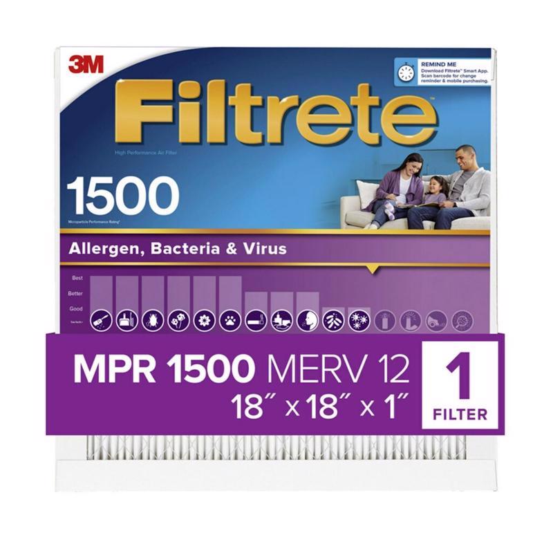 FILTRETE进口代理批发 Filtrete 18 英寸宽X 18 英寸高X 1 英寸深 12 MERV 褶皱超过敏原过滤器 1 个装