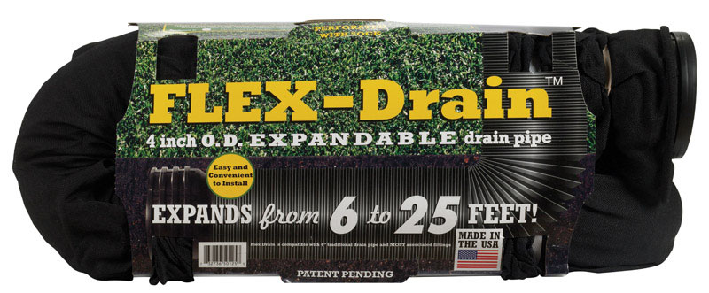 FLEX-DRAIN进口代理批发 Flex-Drain 4 英寸 DX 25 英尺长聚丙烯排水管，带袜子