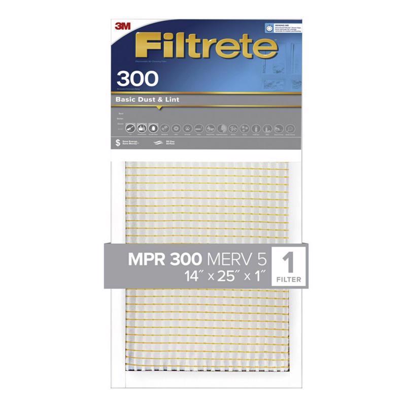 FILTRETE进口代理批发 Filterrete 14 英寸宽X 25 英寸高X 1 英寸深 聚丙烯 5 MERV 褶式空气过滤器 1 个装