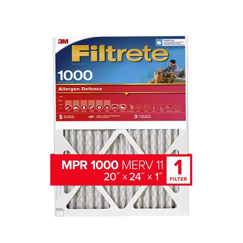 FILTRETE进口代理批发 Filterrete 20 英寸宽X 24 英寸高X 1 英寸深 聚丙烯 11 MERV 折叠式过敏原空气过滤器 1 个装