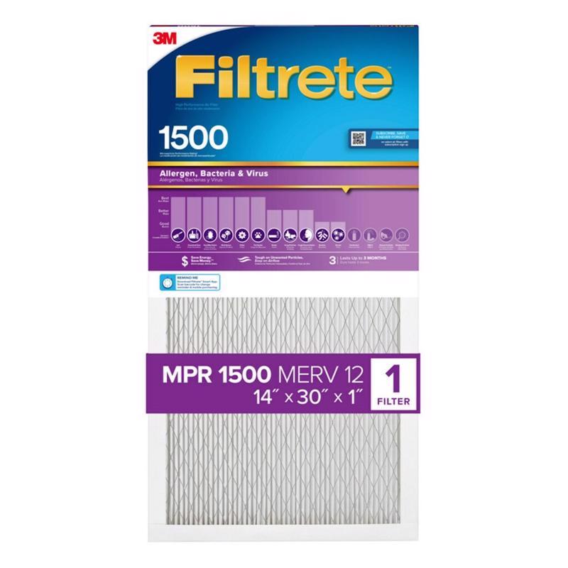 FILTRETE进口代理批发 Filtrete 14 英寸宽X 30 英寸高X 1 英寸深 合成 12 MERV 褶皱超过敏原过滤器 1 个装