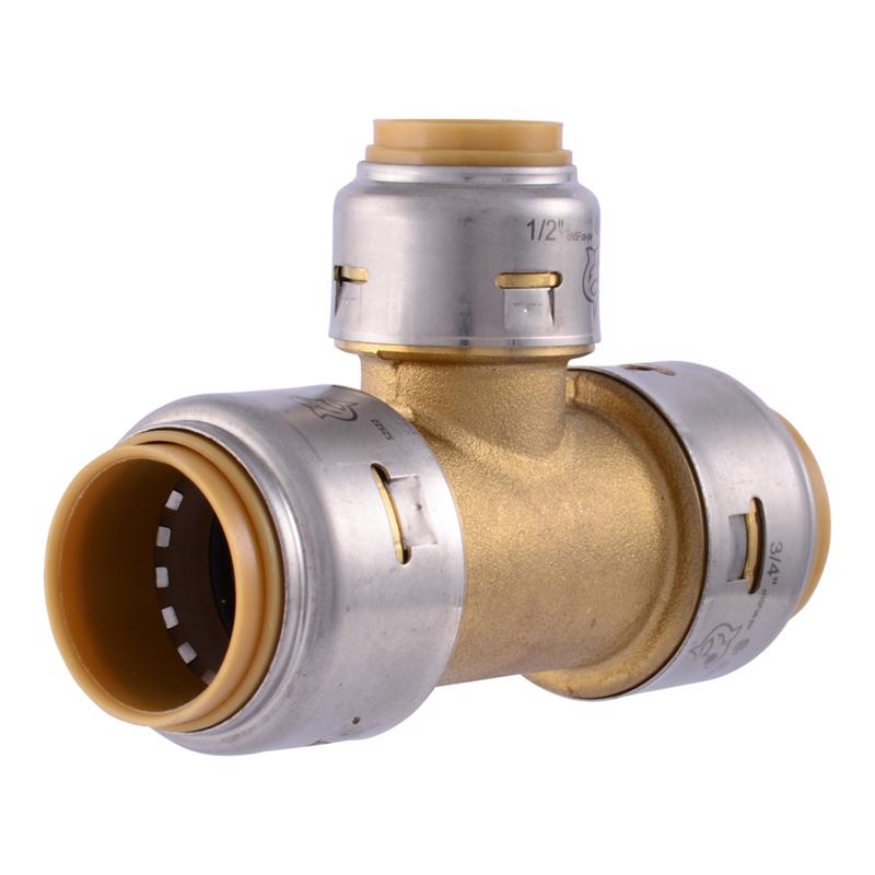 SharkBite Push to Connect 3/4 in. PTC each X 3/4 in. D PTC Brass Reducing Tee