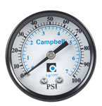 CAMPBELL进口代理批发 Campbell 2 英寸黄铜压力表 100 psi