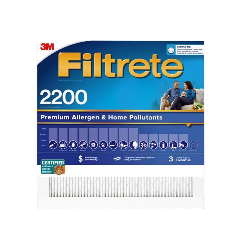 FILTRETE进口代理批发 Filterrete 20 英寸宽X 20 英寸高X 1 英寸深 聚丙烯 13 MERV 折叠式过敏原空气过滤器 1 个装