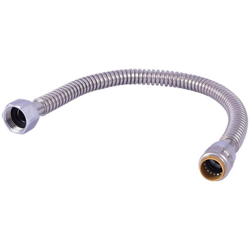 Flexible Water Heater Connector, Stainless Steel, 3/4 In. Fip X 18 In. Model Urss3088fx18