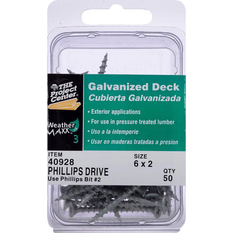 HILLMAN 2‑Inch #6 Galvanized Bugle‑Head Deck Screw – 50‑Pack, Phillips Drive