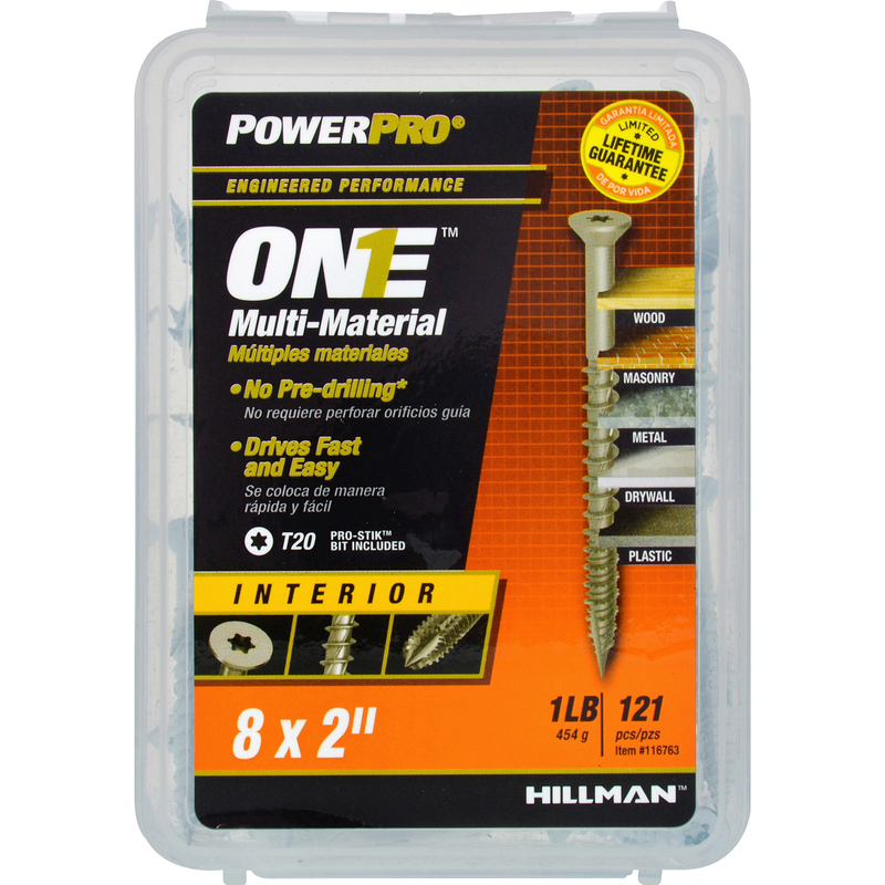 HILLMAN进口代理批发 HILLMAN POWERPRO ONE 8 号 X 2 英寸 L 星形平头粗多材料螺钉