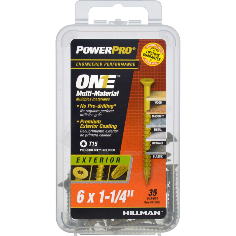 HILLMAN进口代理批发 HILLMAN POWERPRO ONE 6 号 X 1-1/4 英寸 L 星形平头粗多材料螺钉