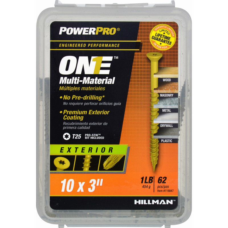 HILLMAN进口代理批发 HILLMAN POWERPRO ONE 10 X 3 英寸 L 星形平头粗多材料螺钉