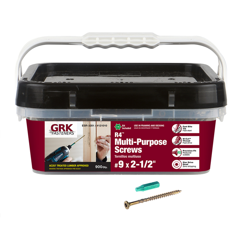 GRK FASTENERS进口代理批发 GRK 紧固件 R4 9 英寸 X 2-1/2 英寸 L 星形平头 W 形切割多用途螺钉