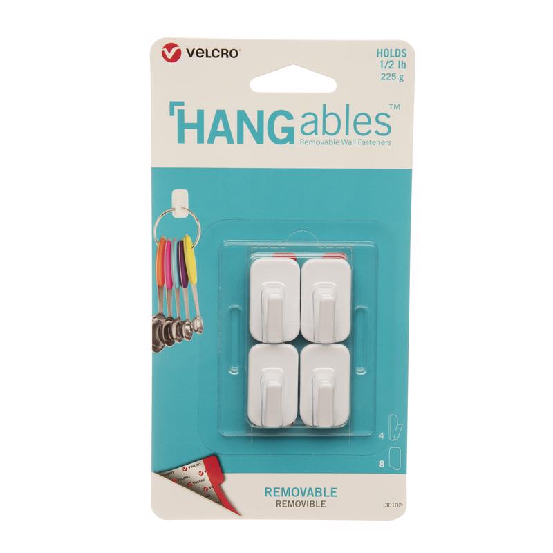 VELCRO BRAND进口代理批发 VELCRO 品牌 HANGables 微型塑料微型挂钩 4 个装