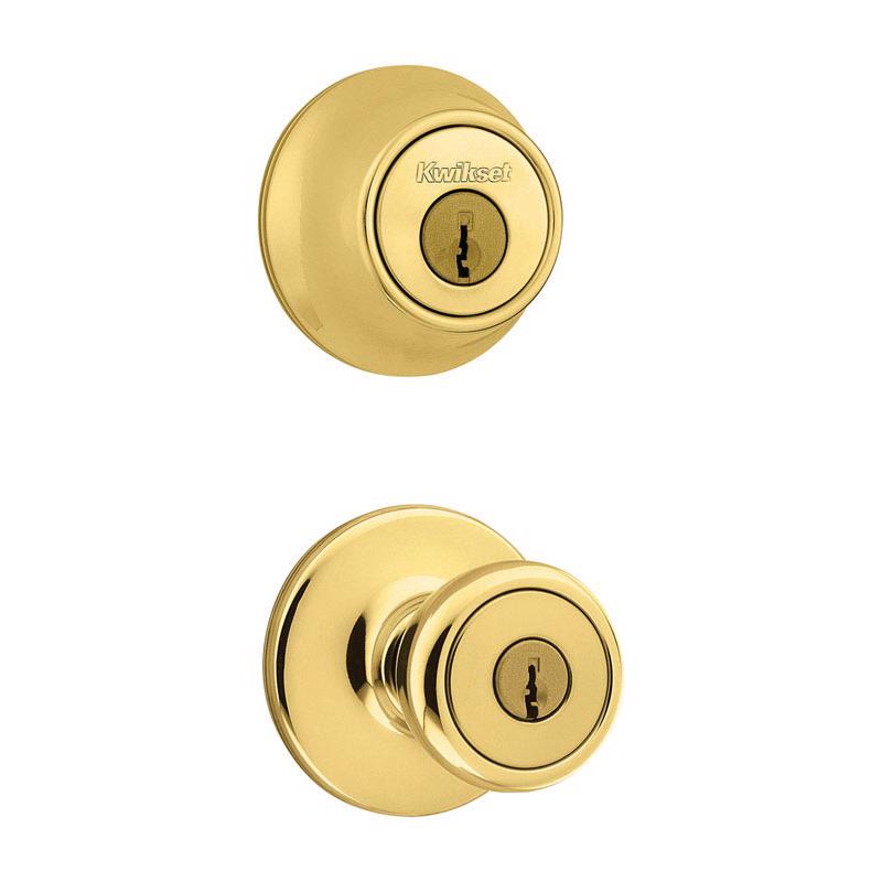 KWIKSET进口代理批发 Kwikset Tylo 抛光黄铜锁舌和通道门把手 1-3/4 英寸。