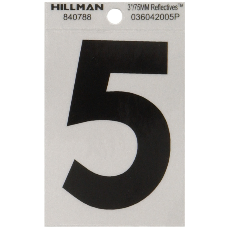 HILLMAN进口代理批发 Hillman 3 英寸反光黑色乙烯基自粘式 5 号 1 件