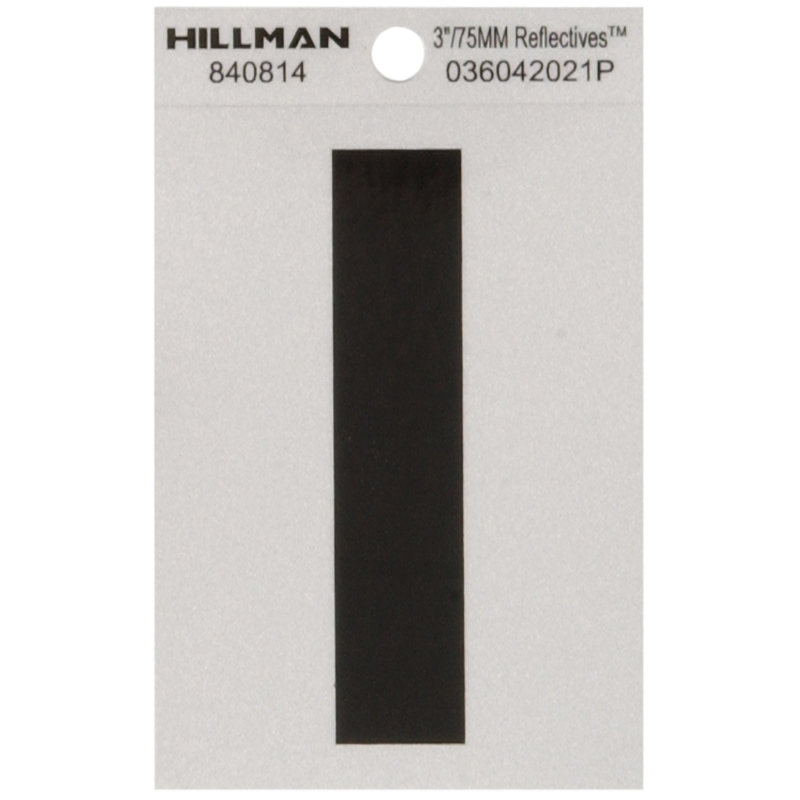 HILLMAN进口代理批发 Hillman 3 英寸反光黑色乙烯基自粘字母 I 1 件