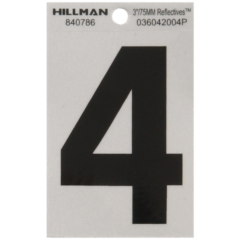 HILLMAN进口代理批发 Hillman 3 英寸反光黑色乙烯基自粘胶 4 号 1 件