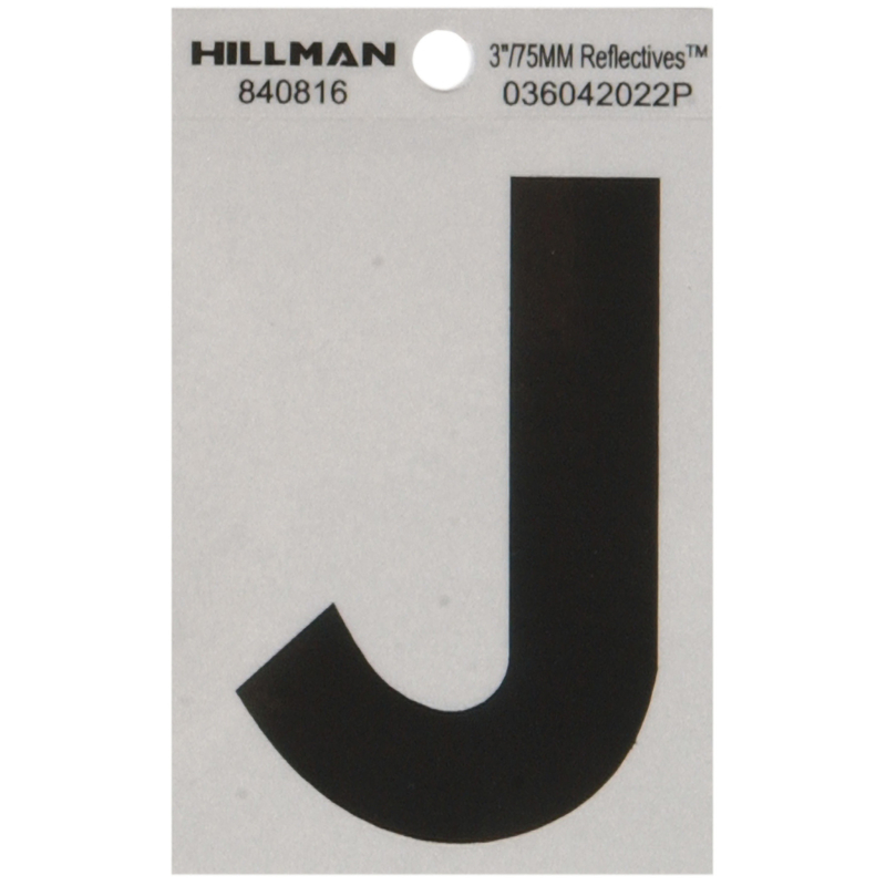 酷牌库|商品详情-HILLMAN进口代理批发 Hillman 3 英寸反光黑色乙烯基自粘字母 J 1 件