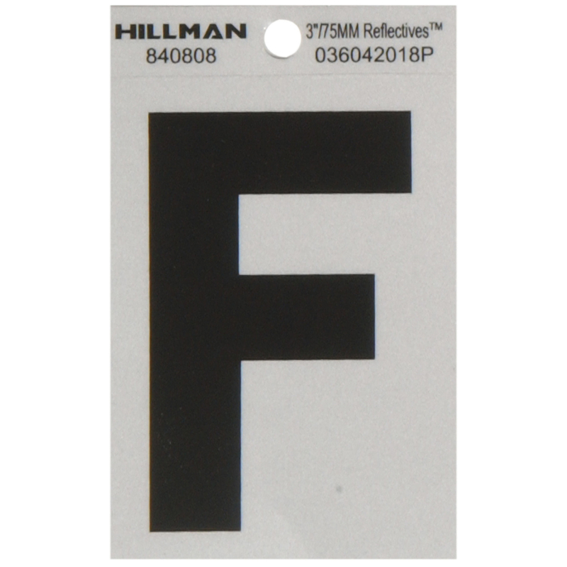 HILLMAN进口代理批发 Hillman 3 英寸反光黑色乙烯基自粘字母 F 1 件