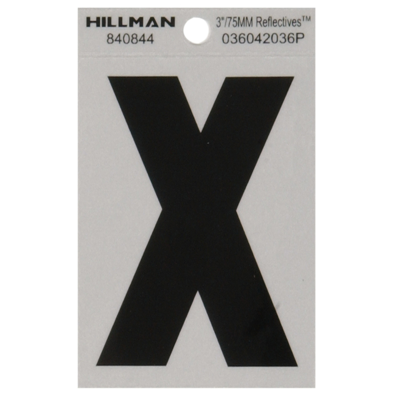 HILLMAN进口代理批发 Hillman 3 英寸反光黑色乙烯基自粘字母 X 1 件