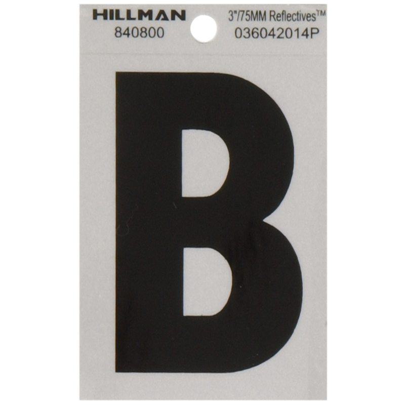 HILLMAN进口代理批发 Hillman 3 英寸反光黑色乙烯基自粘字母 B 1 件