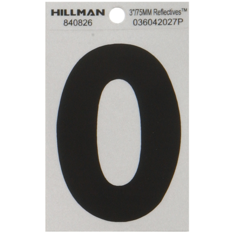 HILLMAN进口代理批发 Hillman 3 英寸反光黑色乙烯基自粘字母 O 1 件