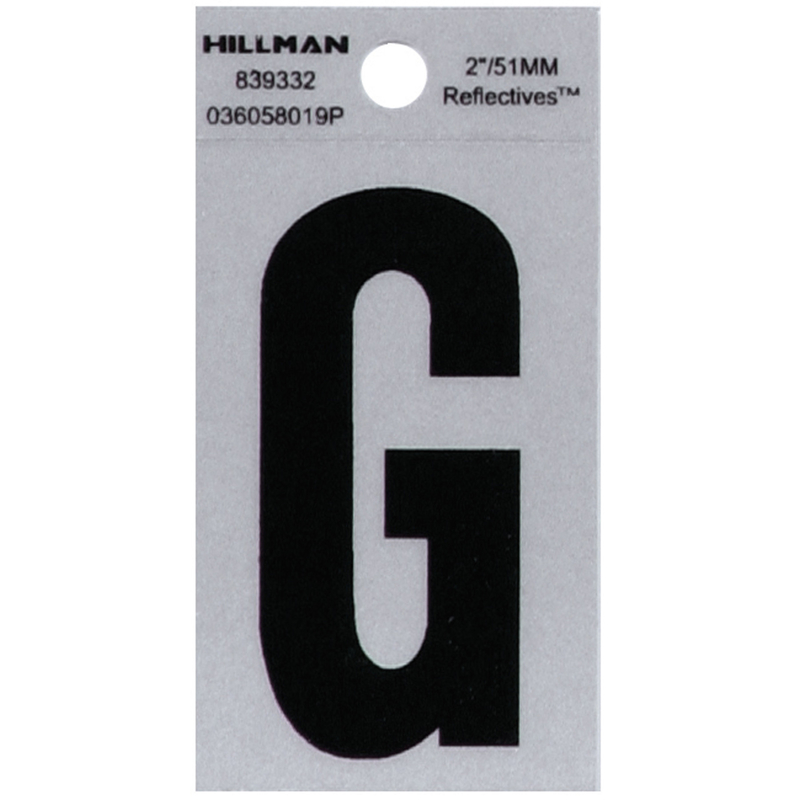 HILLMAN进口代理批发 Hillman 2 英寸反光黑色乙烯基自粘字母 G 1 件