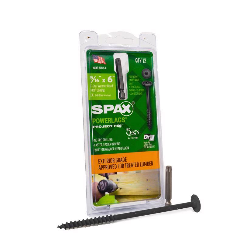 SPAX进口代理批发 SPAX PowerLag 5/16 英寸 X 6 英寸长 T-40 垫圈头锯齿结构螺钉