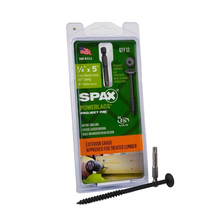 SPAX进口代理批发 SPAX PowerLag 1/4 英寸 X 5 英寸长 T-30 垫圈头锯齿结构螺钉