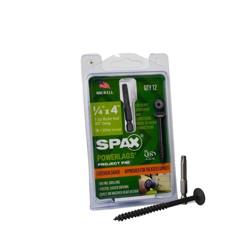 SPAX进口代理批发 SPAX PowerLag 1/4 英寸 X 4 英寸长 T-30 垫圈头锯齿结构螺钉