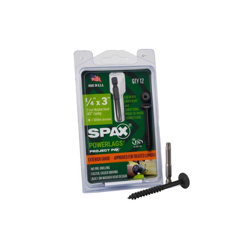 SPAX进口代理批发 SPAX PowerLag 1/4 英寸 X 3 英寸长 T-30 垫圈头锯齿结构螺钉