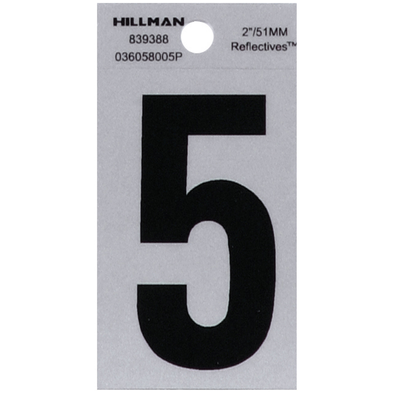 HILLMAN进口代理批发 Hillman 2 英寸反光黑色乙烯基自粘式 5 号 1 件