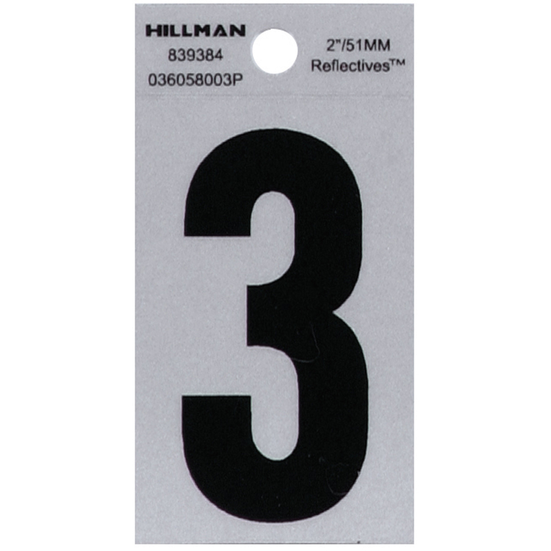 HILLMAN进口代理批发 Hillman 2 英寸反光黑色乙烯基自粘 3 号 1 件