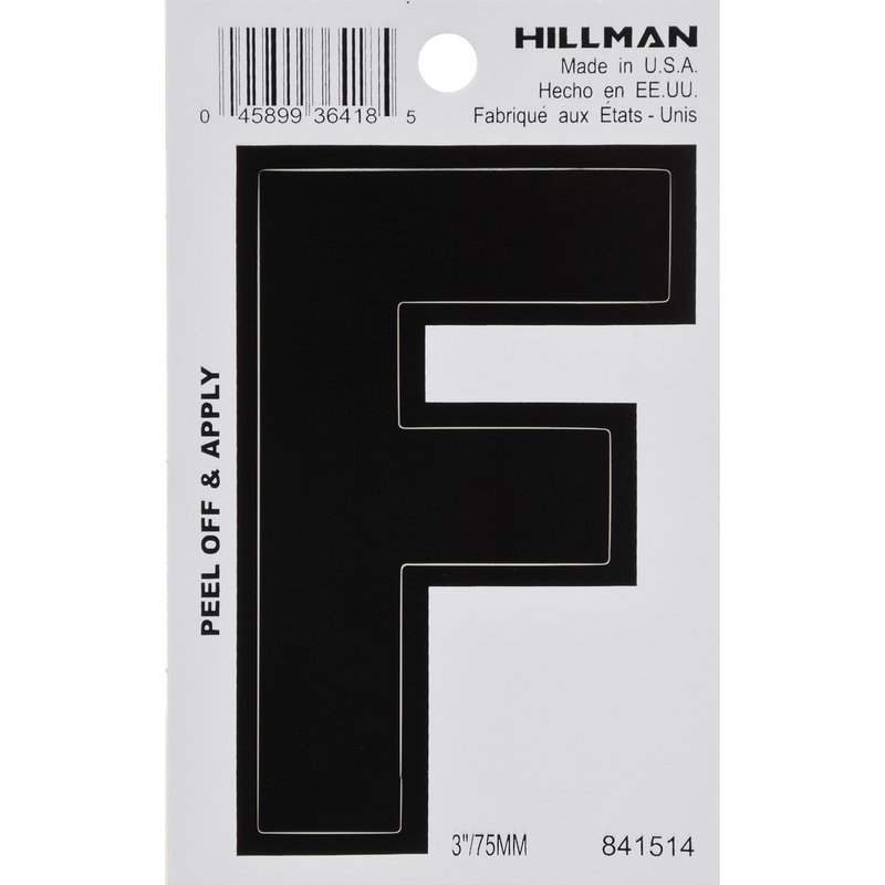 酷牌库|商品详情-HILLMAN进口代理批发 HILLMAN 3 英寸黑色乙烯基自粘字母 F 1 件