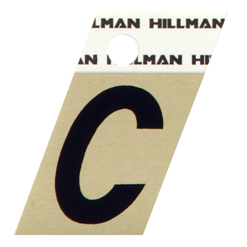 HILLMAN进口代理批发 Hillman 1.5 英寸反光黑色铝质自粘字母 C 1 件