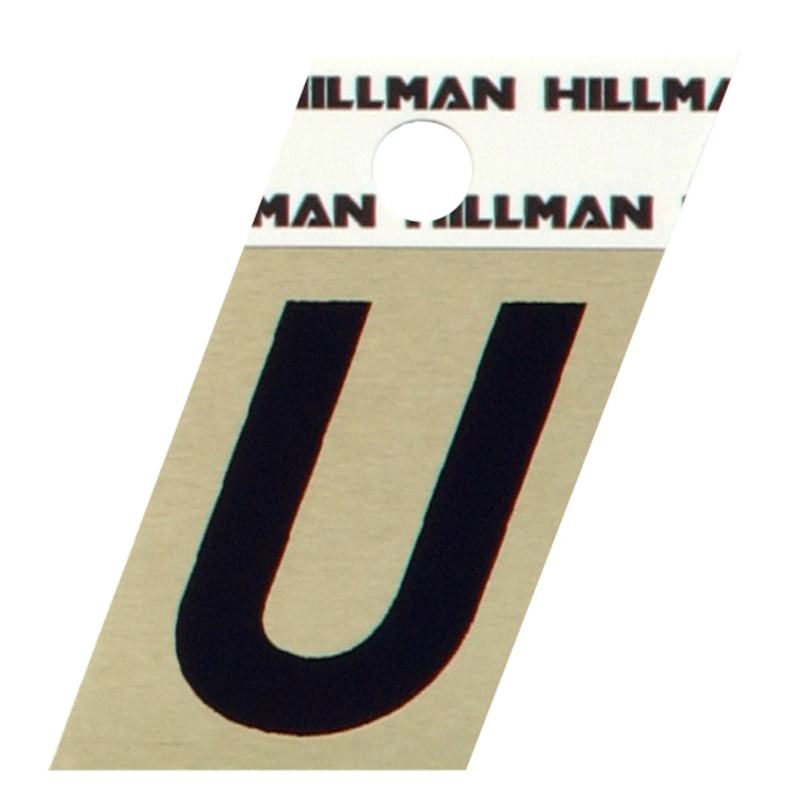 HILLMAN进口代理批发 Hillman 1.5 英寸反光黑色铝制自粘字母 U 1 件