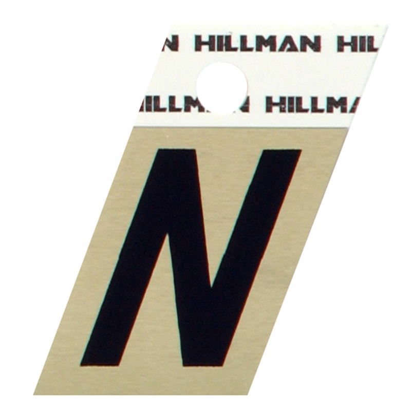 HILLMAN进口代理批发 Hillman 1.5 英寸反光黑色铝质自粘字母 N 1 件