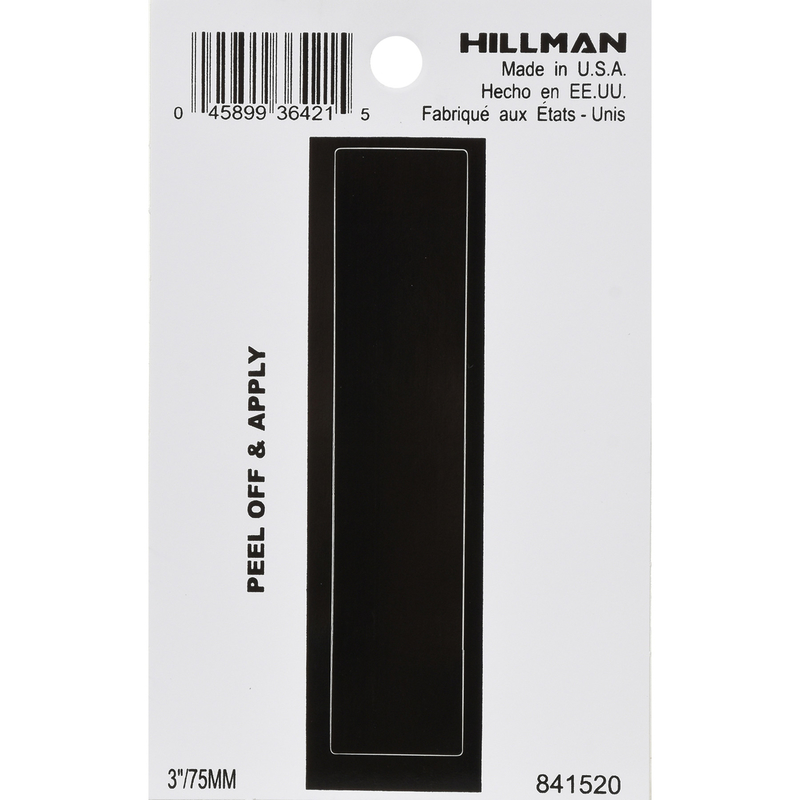 HILLMAN进口代理批发 Hillman 3 英寸黑色乙烯基自粘字母 I 1 件