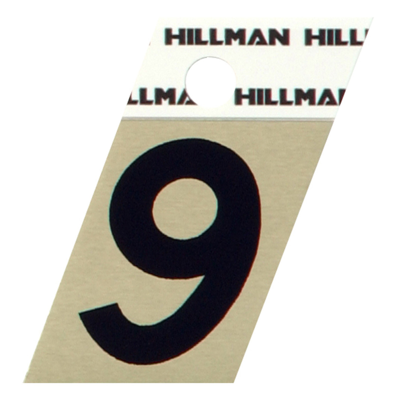 HILLMAN进口代理批发 Hillman 1.5 英寸反光黑色铝质自粘式 9 号 1 件