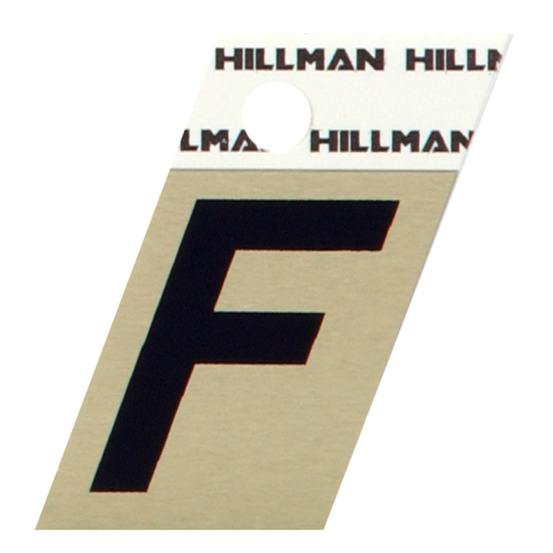 HILLMAN进口代理批发 Hillman 1.5 英寸反光黑色铝质自粘字母 F 1 件