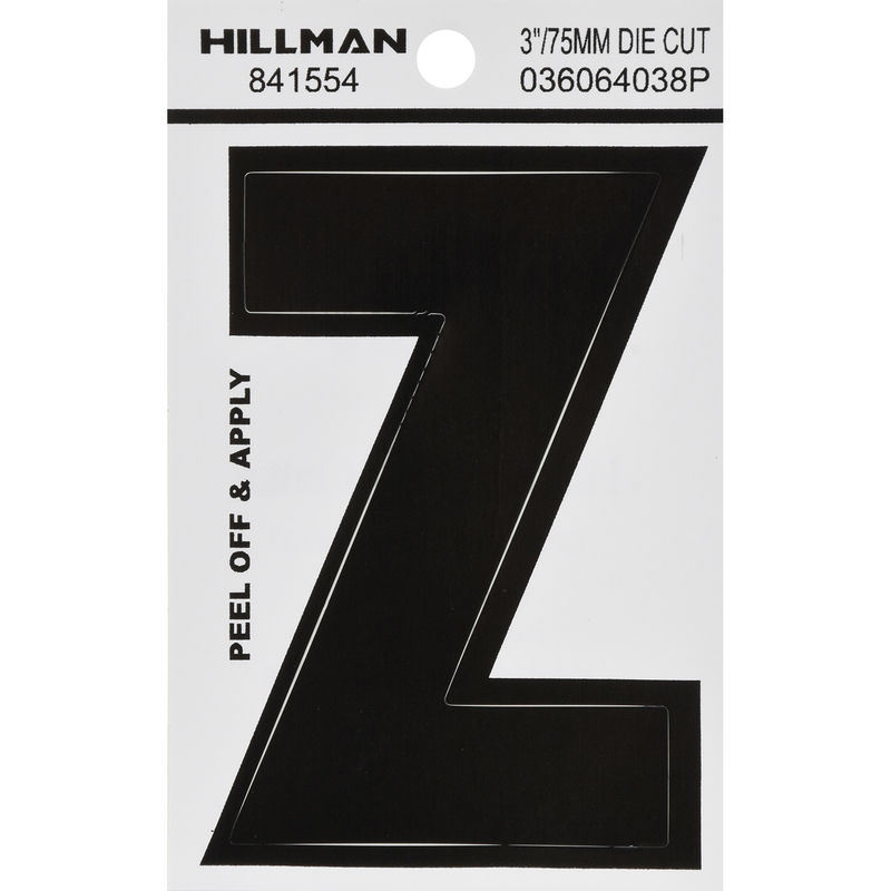 酷牌库|商品详情-HILLMAN进口代理批发 Hillman 3 英寸黑色乙烯基自粘字母 Z 1 件