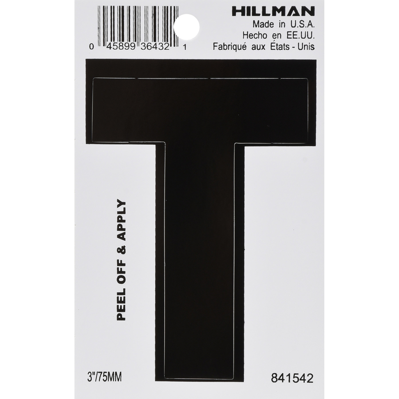 HILLMAN进口代理批发 HILLMAN 3 英寸黑色乙烯基自粘字母 T 1 件