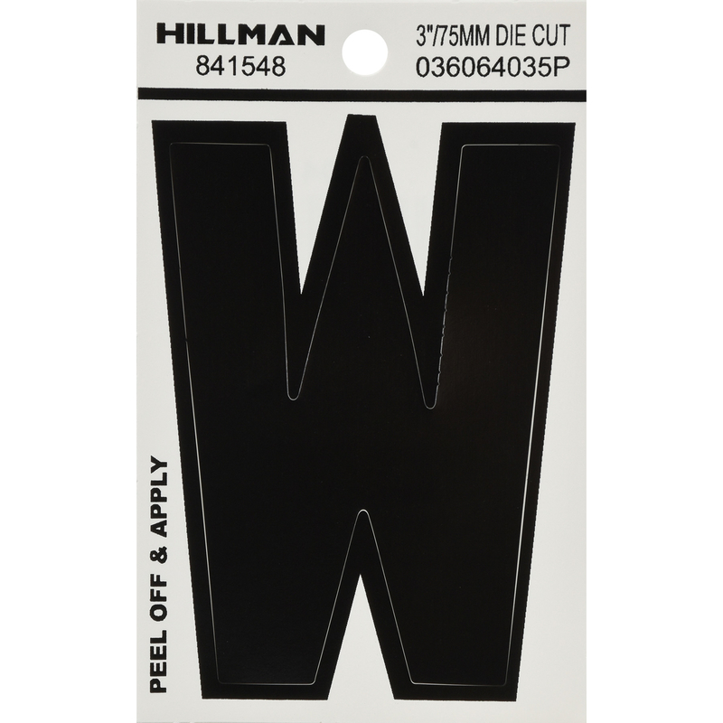 HILLMAN进口代理批发 HILLMAN 3 英寸黑色乙烯基自粘字母 W 1 件